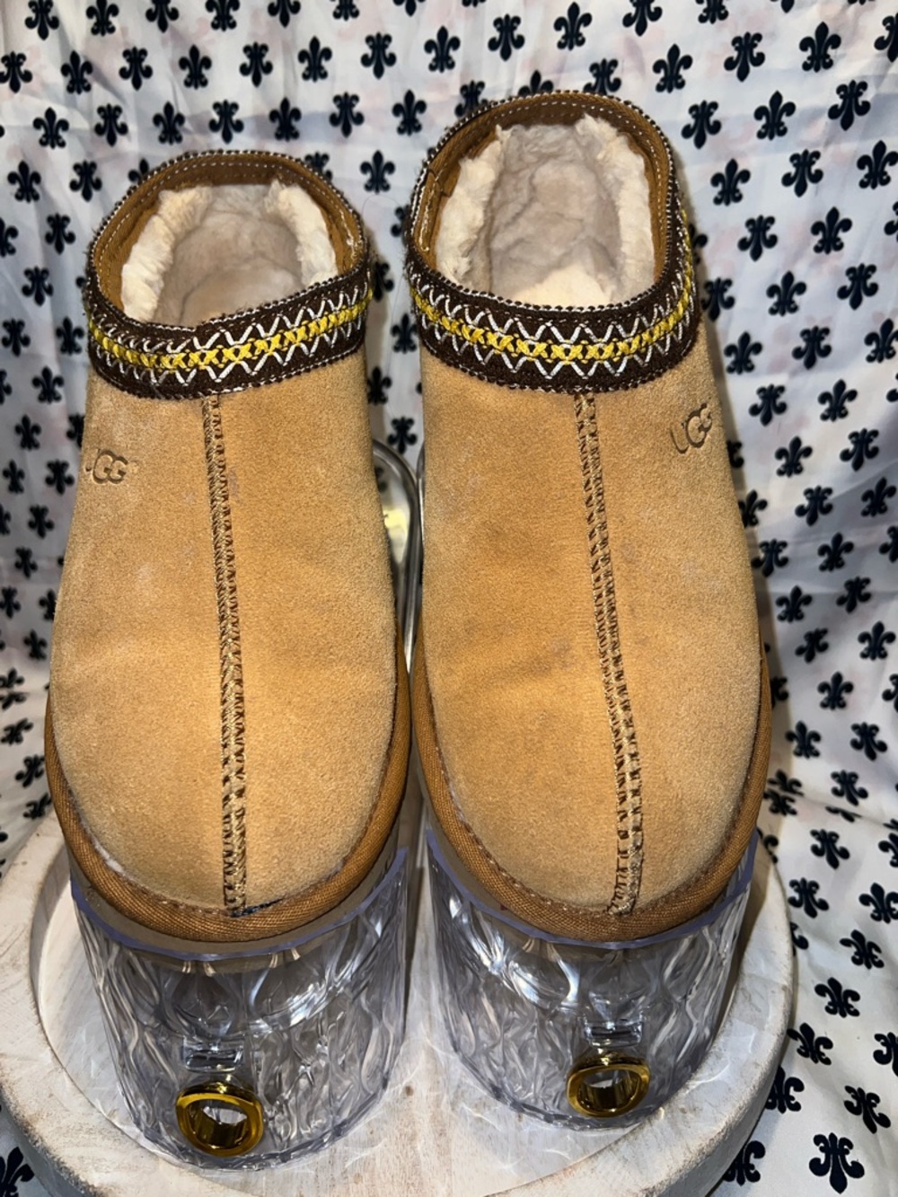 UGG Kids Chestnut Suede Shearling Slip-On Mules